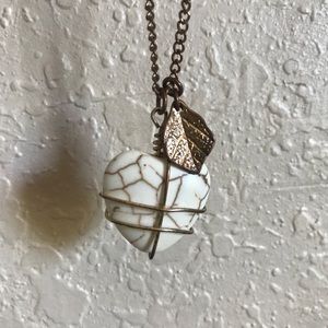 White Stone Heart Necklace